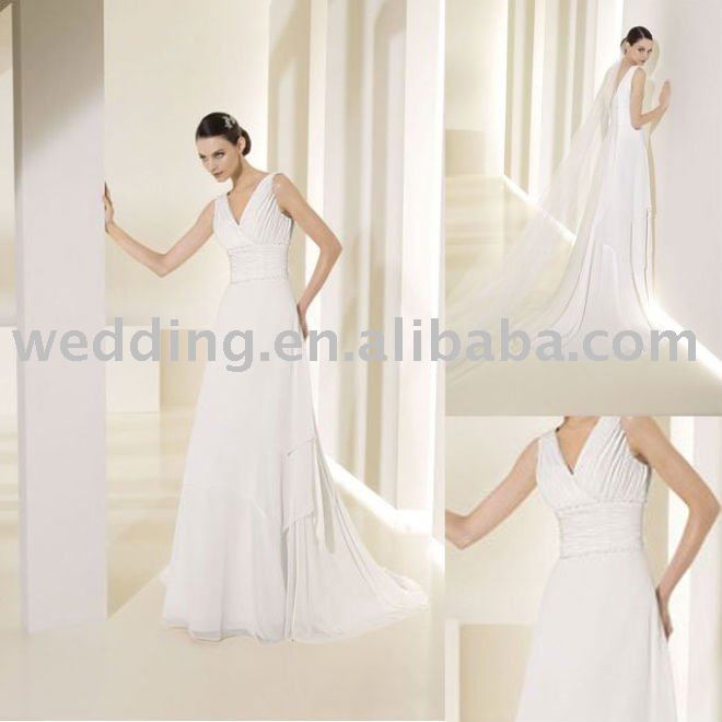 Popular Design Of Ruffle Chiffon Attractive Spanish Wedding Dress 2011