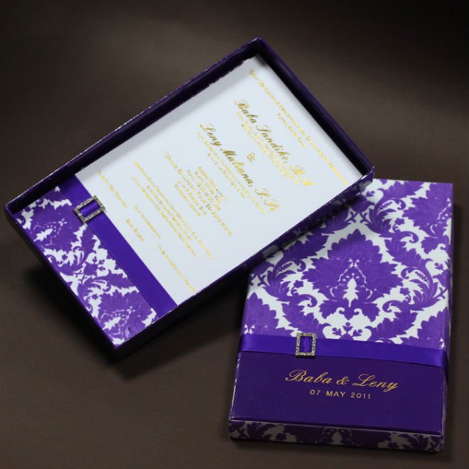 ivory black and purple wedding invitations