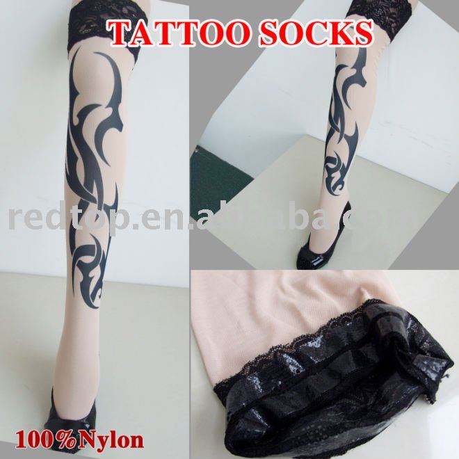 long sexy tattoo socks leg