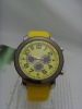 barato deporte amarillo banda de silicona Watch