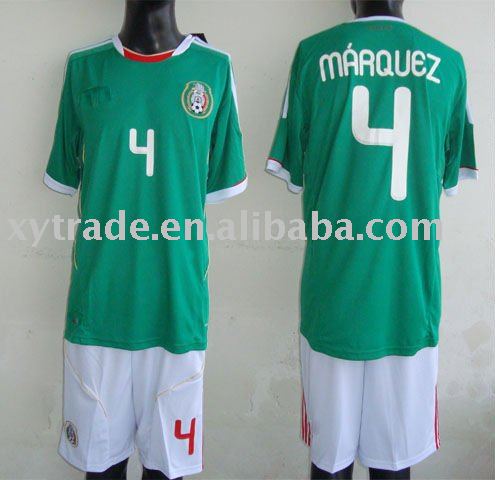 mexico soccer logo. 2011 Newest Mexico home green Soccer Top 4 MARQUEZ embroidered logo accept