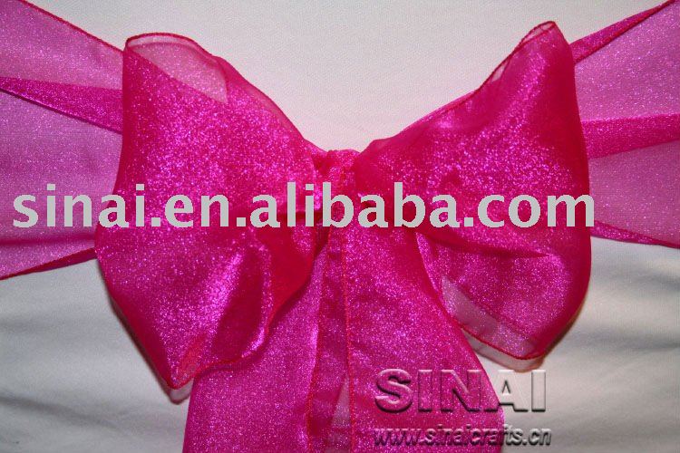Fuschia Shimmery Organza Sash For Chair Cover organza bow for wedding chairs