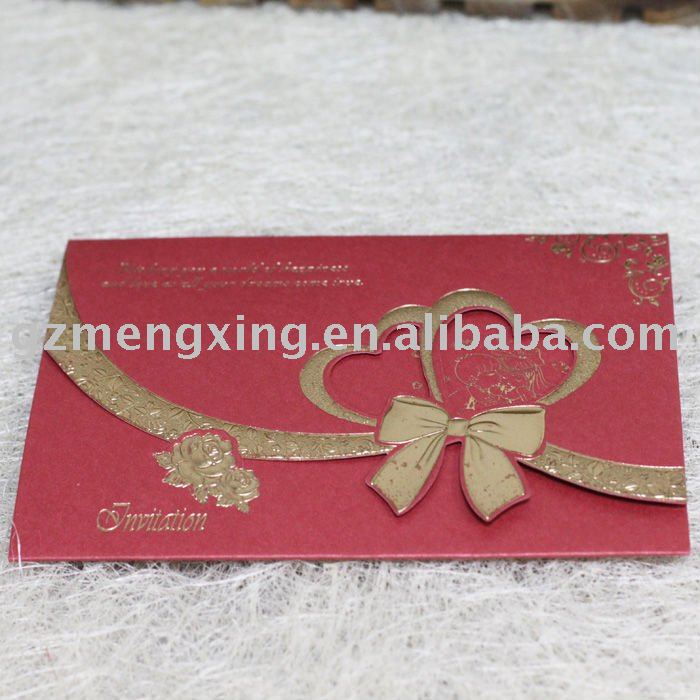 Red wedding card with embossing and hot stamp pattern W128