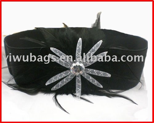 See larger image Trendy feather rhinestone dress belt