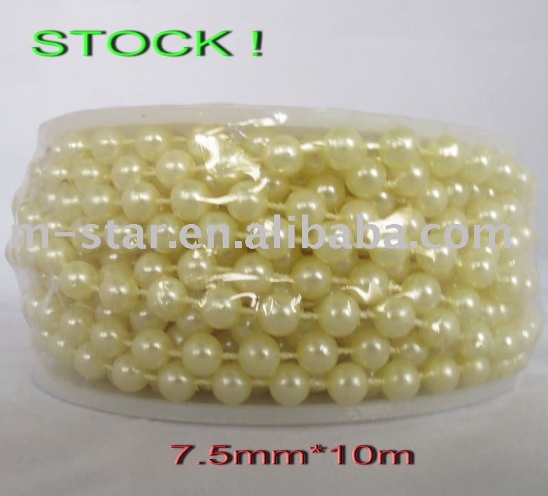 10M Yellow Pearl Garland Wedding Centerpiece Decoration 75mm By the Roll