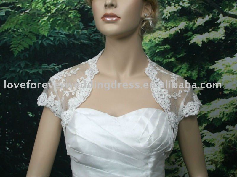 Ivory Lave Short Wedding Dress Bolero Custom Made