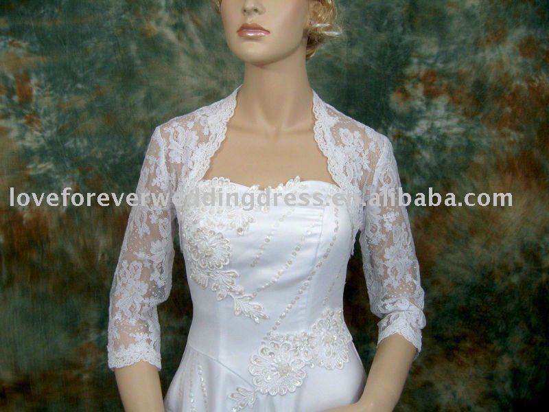 Ivory Lace Long Sleeve Wedding Dress Bolero Custom Made