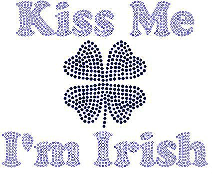 beautiful Kiss Me I'm Irish hot fix rhinestone