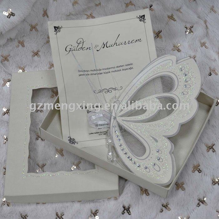 Unique butterfly shape wedding invitation card with personal information