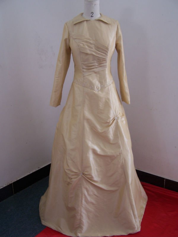 hot sale long sleeve muslim wedding gown wedding dress 100 2233
