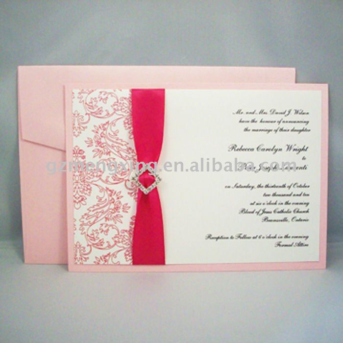See larger image Classical Pink Pocket Fold Wedding Invitation Card With 