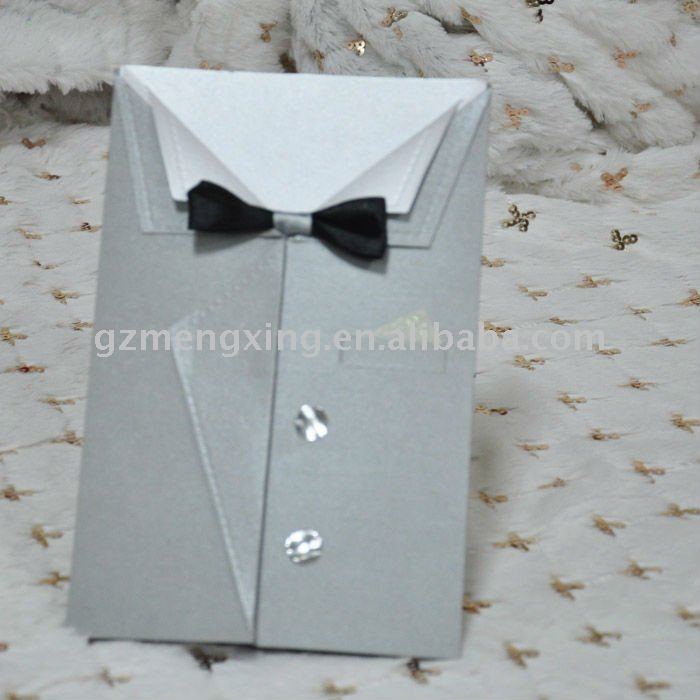 Fashional Western Attractive Grey Suit Design Wedding Invitation Card