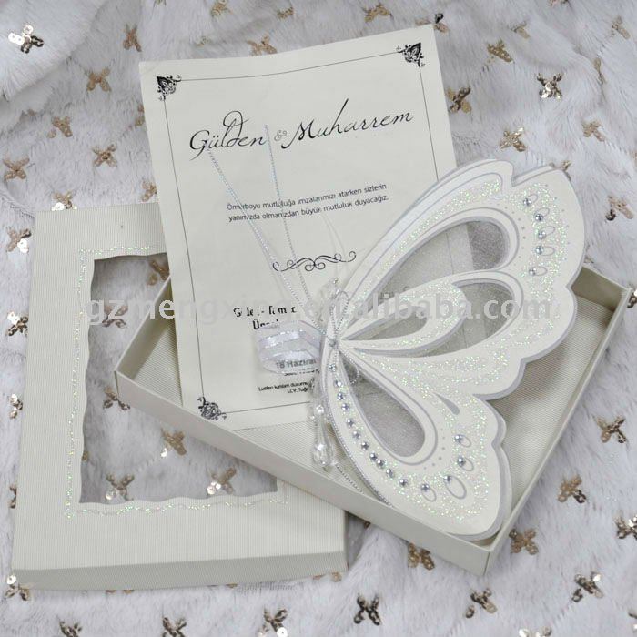 Custom Modern Unique Cream Butterfly Wedding Invitations With Wedding Words