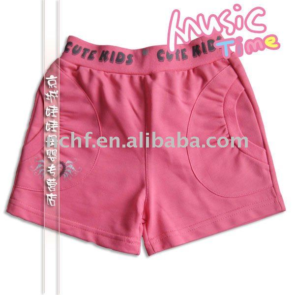 Girls' pink tight fit hot shorts with waistband