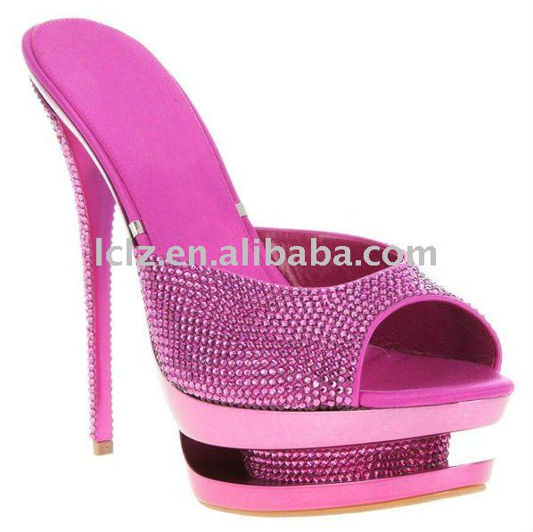 Luxury elegant crystal platform bride wedding shoes slipper GSL007 accept 