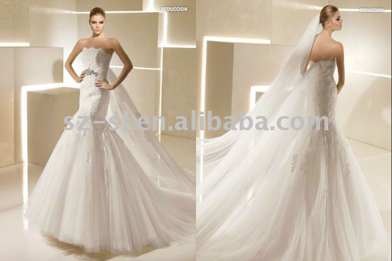 2012 hot sell mermaid wedding dress floorlength SL4998