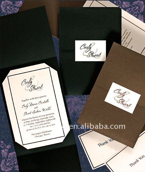 Classical Pocket Fold Wedding Invitations With Blank InsertsUT041