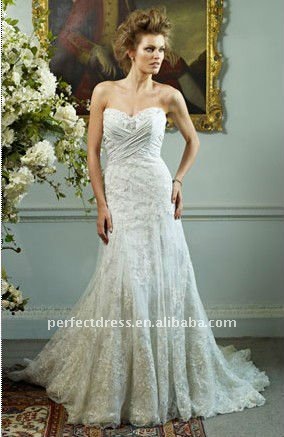 Crystal embellished spanish lace wedding dress NSW2713