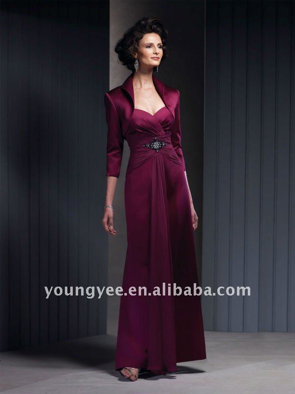 Hot sale purple taffeta sweetheart dress linen mother of the bride clothing