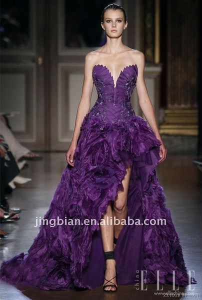 Luxury purple short in front long in back dresses fashion zuhair murad 