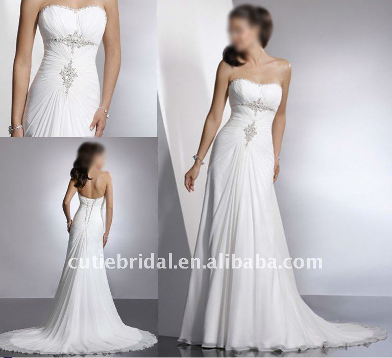2012 Chiffon Strapless Corset Beach Wedding Dress 10007