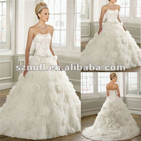 White Offshoulder Lace Embroidered Sheath Puffy Hemline Wedding Dress of