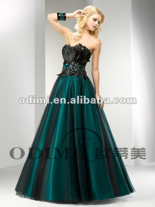 Elegant Ball Gown Long Feather Prom Dress 2012