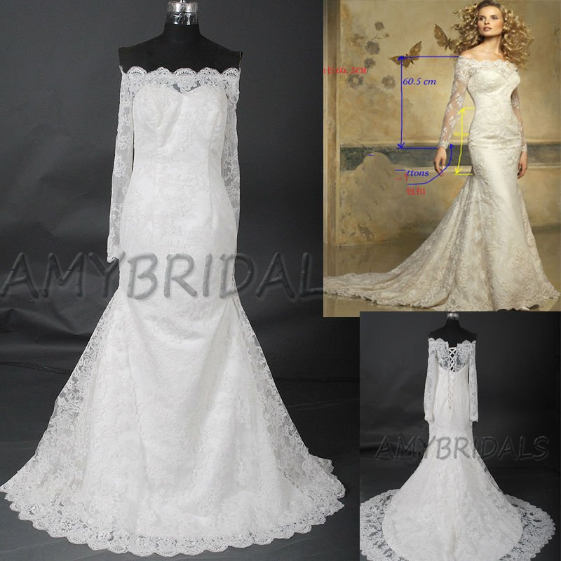 AM351 Mermaid Lace Long Sleeve Wedding Gowns