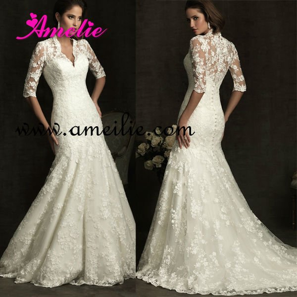 Lace Embroidered long sleeve wedding gown