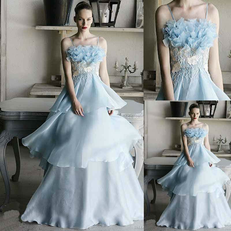 WD1270 A Line Organza Ice Blue Wedding Dress