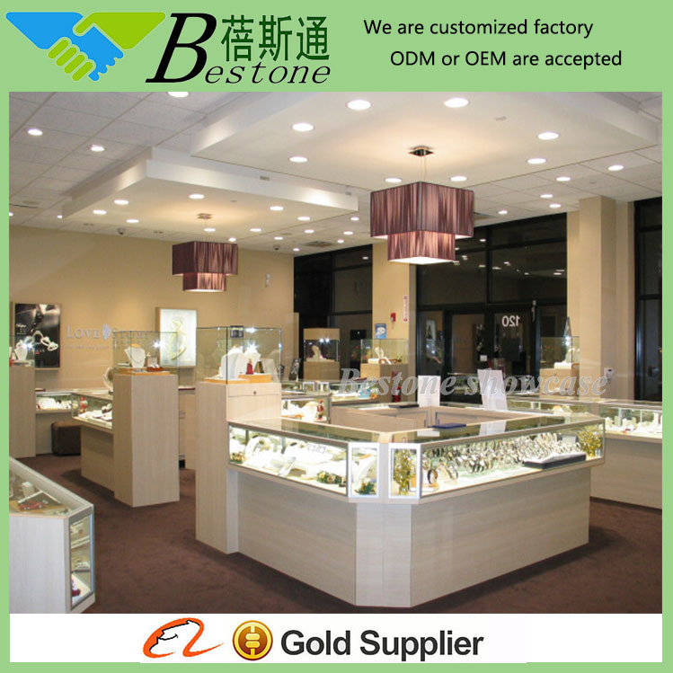 fashion wooden glass jewelry retail store display showcase and counter ...