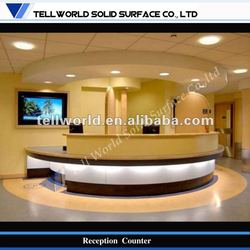 Shining Curved Hotel Parlour Modern Artificial Marble Reception ...