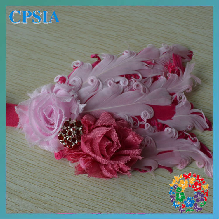 2014 new trendy kids hair accessories Baby girl feather fascinator ...