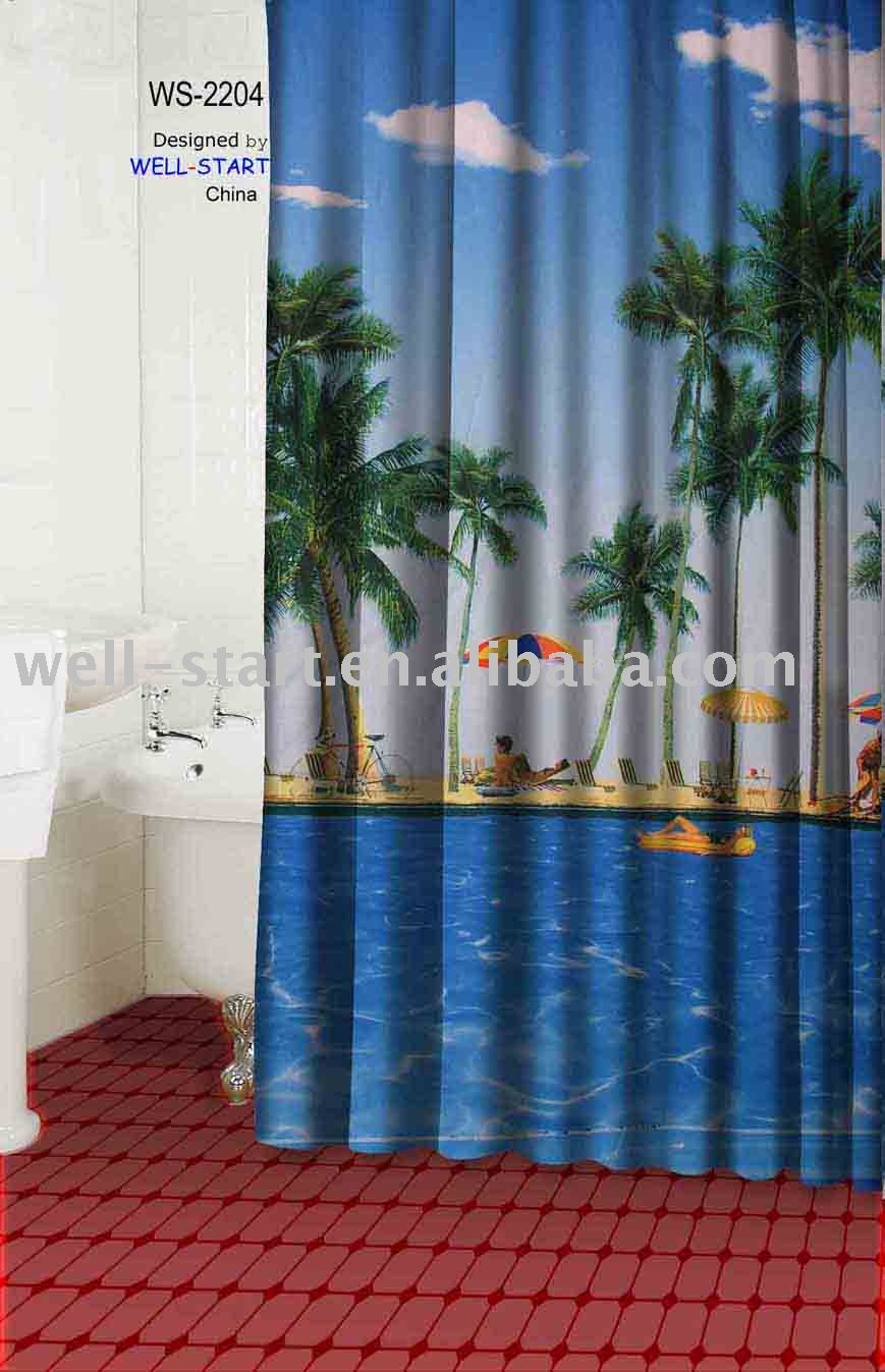 Seaside design printed fabric Shower Curtain,View shower curtain ...