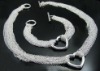 wedding jewelry open heart silver necklace sets AS95