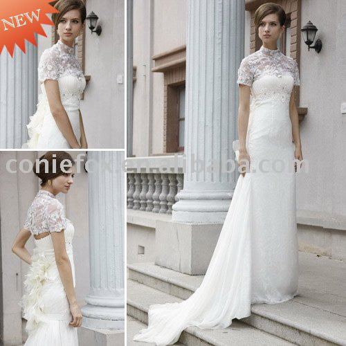CONIEFOX Stylish Chiffon long white Wedding Dresses 80501