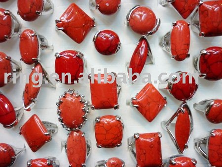 Red turquoise gemstone rings 