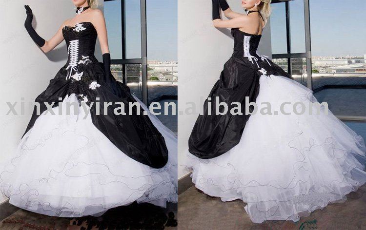 black and white style wedding dress