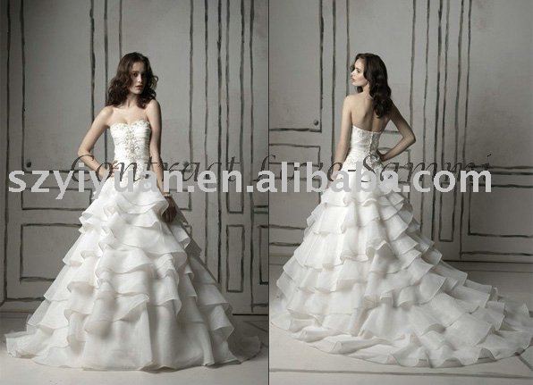 2011 fashion silk chiffon bridal wedding gown