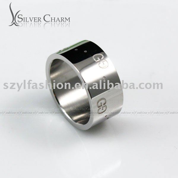 Silver wedding ring engagement bands or rings with English letters GR00051