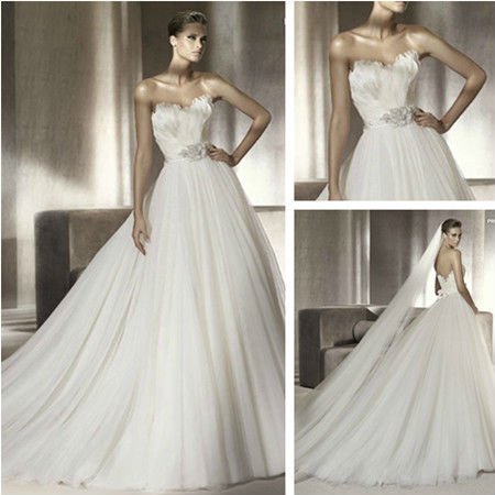 T1024 2012 New Style Feather Open Back Wedding Dresses