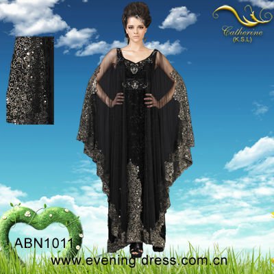 Abaya Fashion Suppliers on 2012 Black Chiffon Bat Sleeves Designer Wedding Abaya Dresses Abn1011