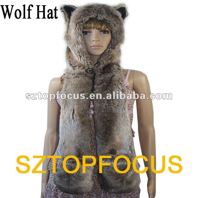 animal View hooded HAT   ANIMAL hat scarf HOODED FUR SCARF HAT, SZTOPFOCUS fur FAUX FUR hats,