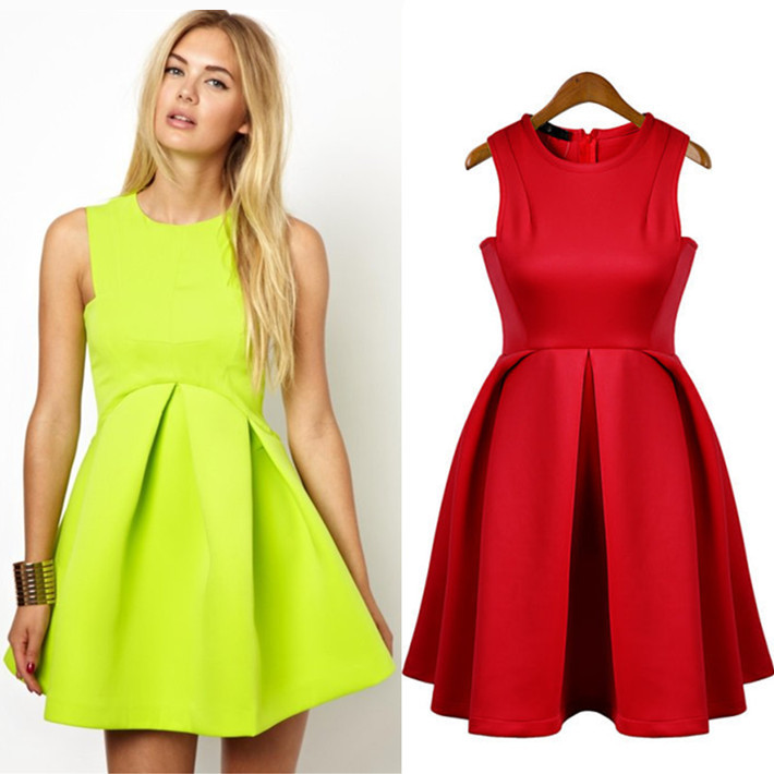 2015 New Dresses Women Clothes Fall Fashion Sheds Solid Sleeveless 