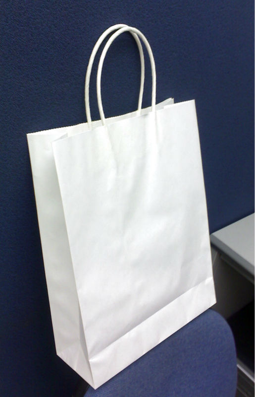 shanghai white striped kraft paper bag