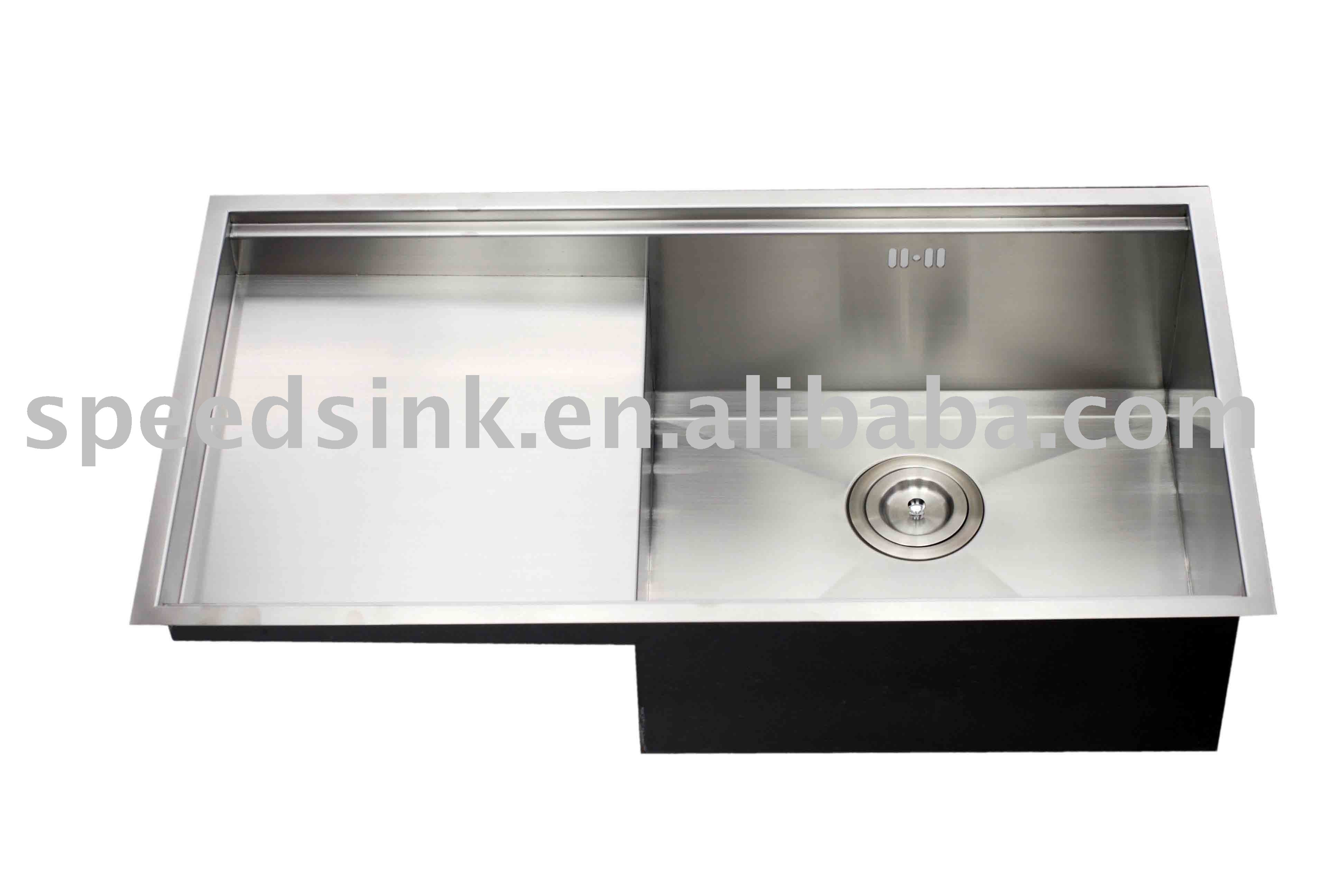 square kitchen sink with drain board, View stainless steel kitchen ...