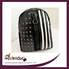 School big zipper decorative black backpack decent stars and stripes ...