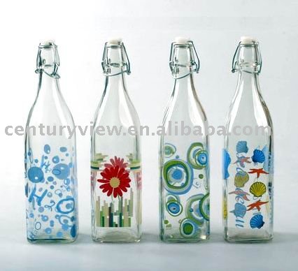 glass 1000ml glass  bottle, bottle, painting View swing  top glass  aeofa top Product