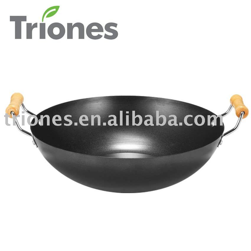 Carbon Steel Non-stick Chinese Cooking Wok With Two ...