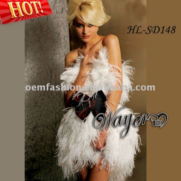 New Style Classic Real Ostrich Feather Cocktail Dress Short Dress Prom dress